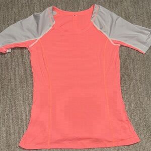 Lululemon Run Turn It Up Tee Size S – Pop Orange Wagon Stripe, Breathable Short